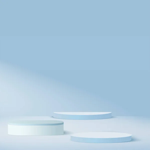 Abstrakter Hintergrund Mit Geometrischen Podien Blauer Farbe Vektorillustration — Stockvektor