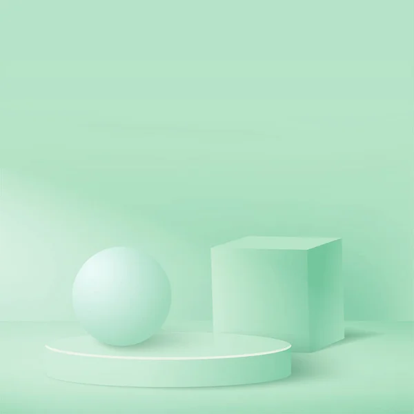 Fundo Abstrato Com Cor Verde Pódios Geométricos Ilustração Vetorial — Vetor de Stock