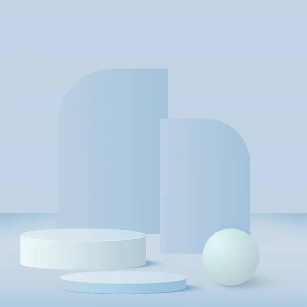 Abstrakter Hintergrund Mit Geometrischen Podien Blauer Farbe Vektor — Stockvektor