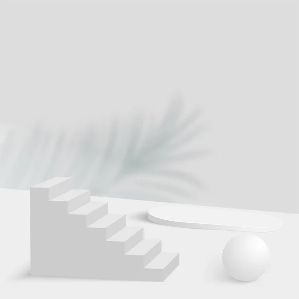 Fond Abstrait Avec Podiums Géométriques Couleur Blanche Illustration Vectorielle — Image vectorielle