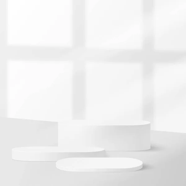 Beyaz Renkli Geometrik Boyutlu Podyumlarla Soyut Arkaplan Vektör Illüstrasyonu — Stok Vektör
