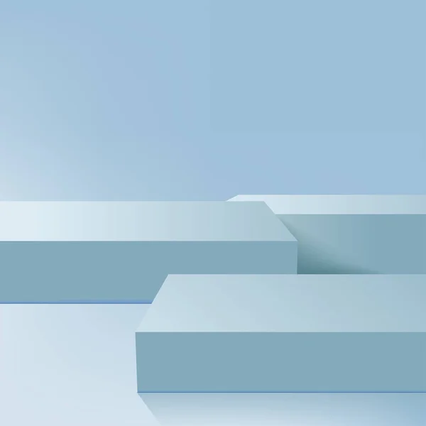 Fond Abstrait Avec Des Podiums Géométriques Couleur Bleue Illustration Vectorielle — Image vectorielle