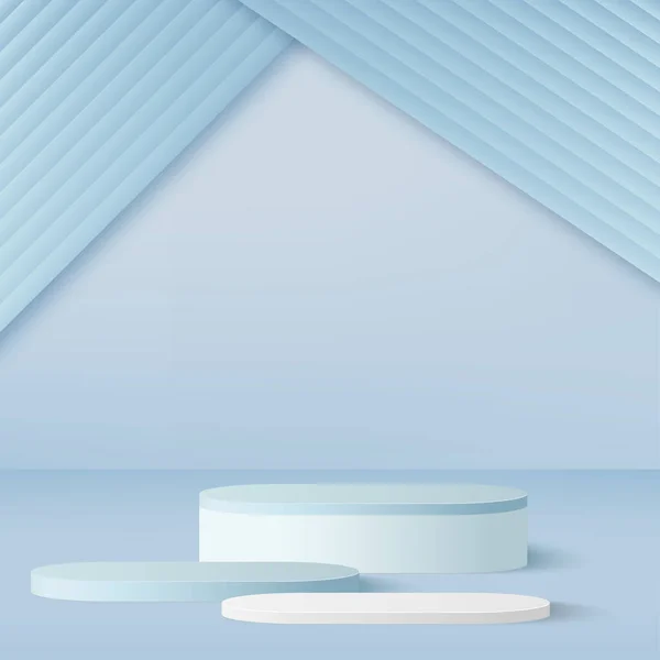 Mavi Renkli Geometrik Boyutlu Podyumlarla Soyut Arkaplan Vektör Illüstrasyonu — Stok Vektör