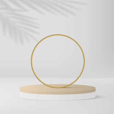 Beyaz renkli geometrik üç boyutlu podyumlarla soyut arkaplan. Vektör illüstrasyonu.