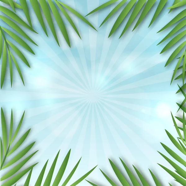 Zonnige Achtergrond Met Palmbladeren Vector — Stockvector