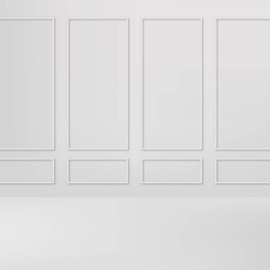 Soyut beyaz eğimli arka plan. Boş stüdyo. Vektör.