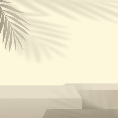 Beyaz renkli geometrik üç boyutlu podyumlarla soyut arkaplan. Vektör illüstrasyonu