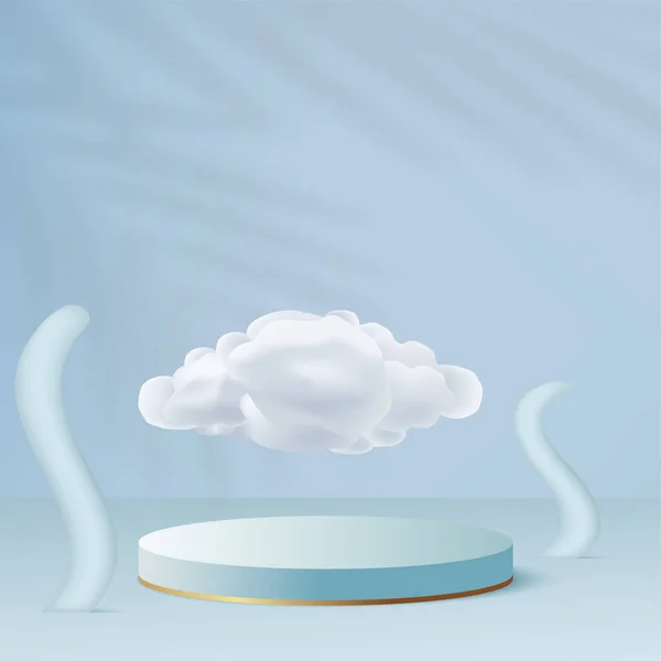 Fundo Abstrato Com Cor Azul Geométrico Pódios Nuvens Ilustração Vetorial — Vetor de Stock