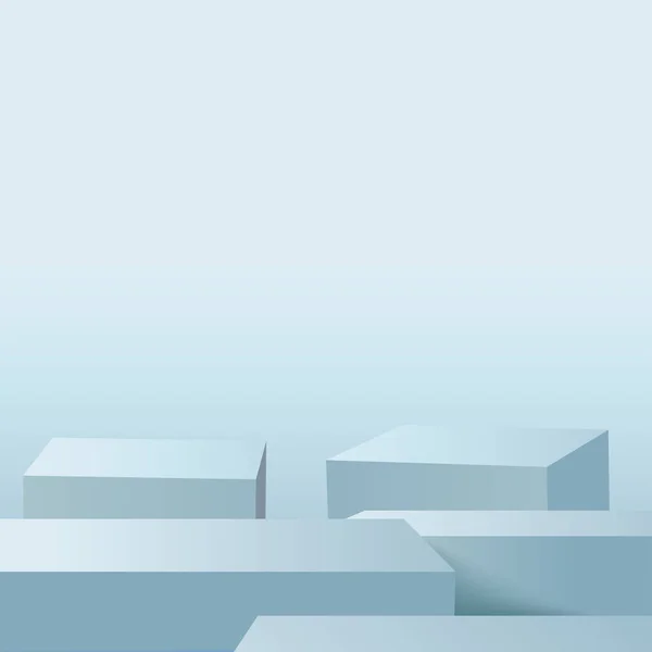 Fond Abstrait Avec Des Podiums Géométriques Couleur Bleue Illustration Vectorielle — Image vectorielle