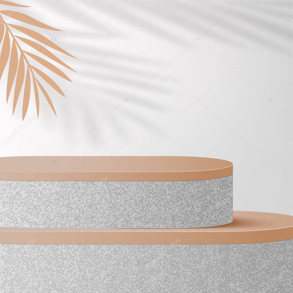 Abstract background with stone geometric 3d podiums. Vector illustration.
