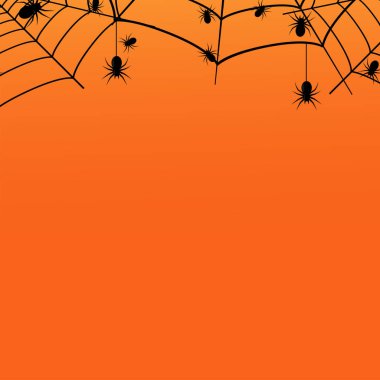Örümcek ağı ve örümcek ağıyla Cadılar Bayramı geçmişi. Vektör.