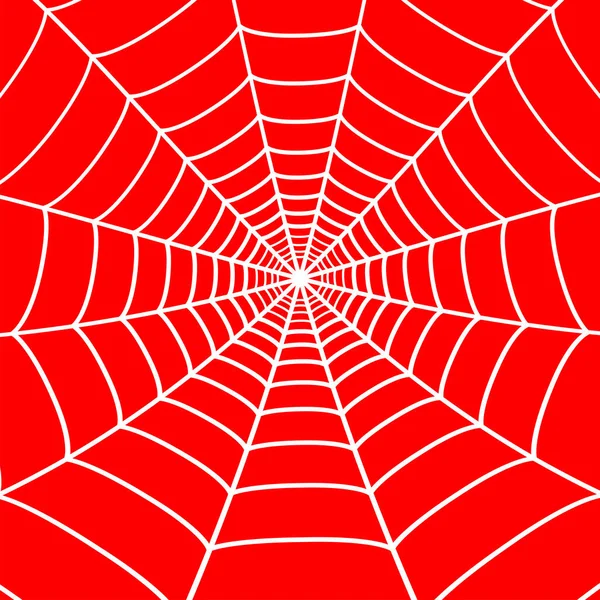 Telaraña Blanca Sobre Fondo Rojo Telaraña Vector — Vector de stock