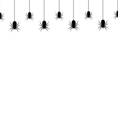 Beyaz arka planda örümcekler asılı kusursuz desen. Vektör.