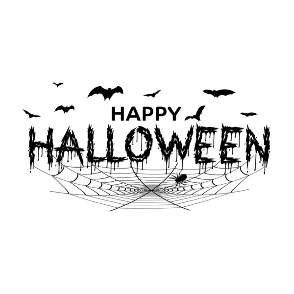 Buon Halloween Biglietto Auguri Wirh Ragni Disegnati Mano Pipistrelli Vettore — Vettoriale Stock