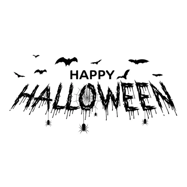 Feliz Halloween Tarjeta Felicitación Wirh Arañas Dibujadas Mano Murciélagos Vector — Vector de stock