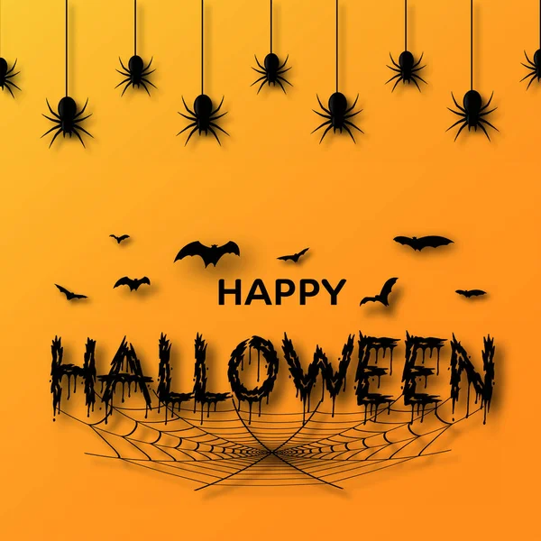 Buon Halloween Biglietto Auguri Wirh Ragni Disegnati Mano Pipistrelli Sfondo — Vettoriale Stock