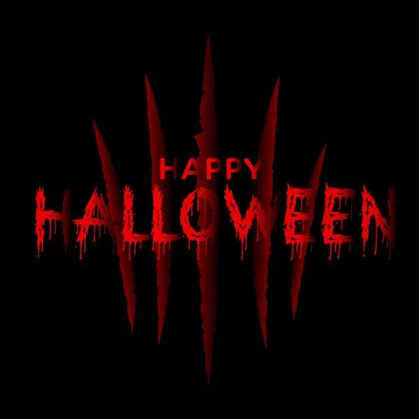 Feliz Fondo Halloween Con Arañazo Garra Roja Vector — Vector de stock