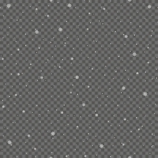 Flocons Neige Blancs Tombants Pour Noël Sur Fond Transparent Vecteur — Image vectorielle