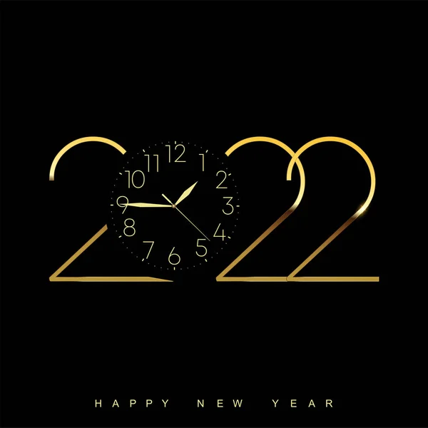 Bonne Année 2022 Avec Horloge Vintage Dorée Pailletée Texte Vecteur — Image vectorielle