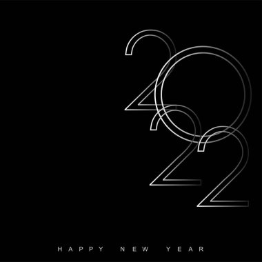 Mutlu yıllar 2022 afişleri ve gümüş yazılar. Vektör.