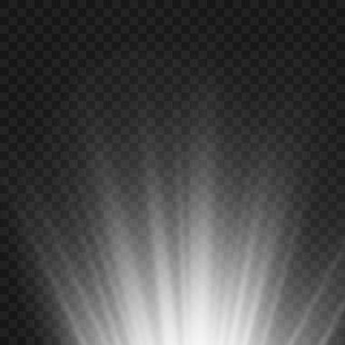 Corner Overlay 'den gerçekçi Beyaz Güneş Işın Işını. Vektör.