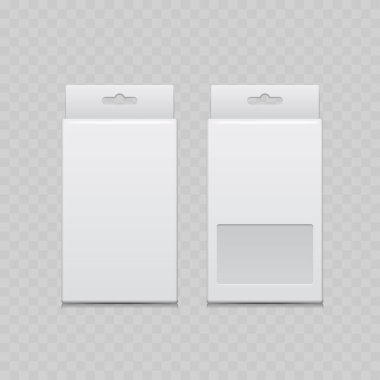 Pencereli Gerçekçi Beyaz Karton Asılı Kutu Modeli. Vektör illüstrasyonu