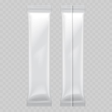 Gerçekçi Beyaz Çubuk Paket Ön Arka Görünümü. Vektör.