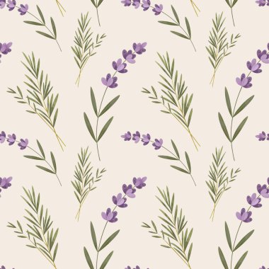 Lavanta dallı suluboya desenli. El yapımı bitkiler. Doğal arkaplan 