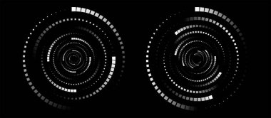 Hareketli parçacıklardan oluşan dönen bir spiral. Dinamik soyut tasarım ögesi.