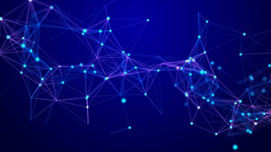 Noktalardan ve çizgilerden teknolojik arka plan. Büyük veri görselleştirmesi. Üç Boyut