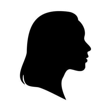 Minimal black silhouette of African woman head in profile on isolated white background vector illustration