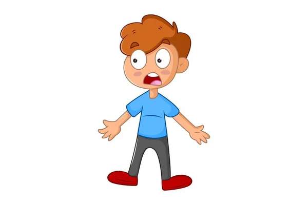 Vector Cartoon Illustration Boy Shocked Isolated White Background — Stock Vector