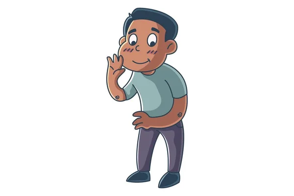 Vektor Tecknad Illustration Pojken Vinkar Hand Och Säger Hej Isolerad — Stock vektor