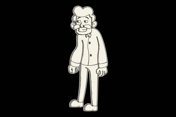 Illustrazione Del Cartone Animato Vettoriale Uomo Che Fuma Mostra Denti — Vettoriale Stock