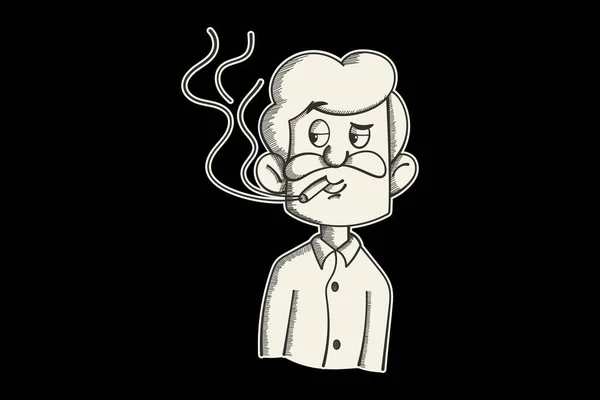 Ilustración Dibujos Animados Vectoriales Fumar Fumar Cigarrillo Aislado Sobre Fondo — Vector de stock