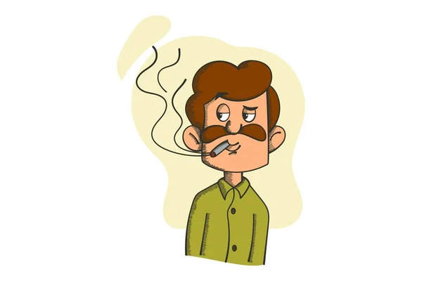 Illustration Vectorielle Dessin Animé Fumer Est Fumer Une Cigarette Isolé — Image vectorielle