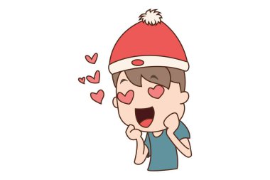 Çocuğun vektör karikatür çizimi aşık olmuş. Beyaz arkaplanda izole.