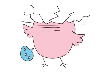 Vektör karikatür çizimi. Şirin piliç sinir bozucu. Beyaz arkaplanda izole.