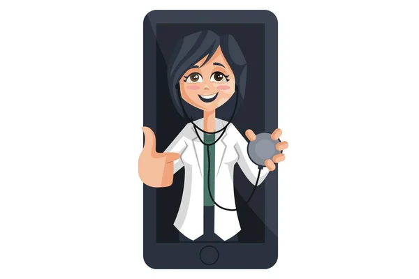 Vektor Gambar Ilustrasi Dokter Wanita Memegang Stetoskop Tangan Secara Individual - Stok Vektor