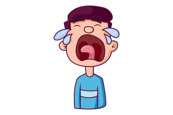 Vector Cartoon Illustration Boy Crying Isolated White Background — Stock Vector