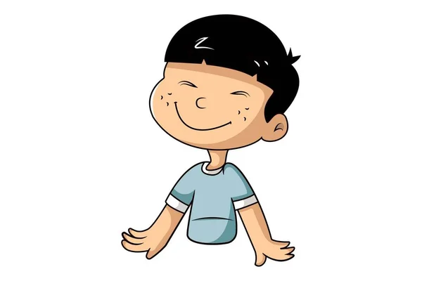 Ilustrasi Kartun Vektor Anak Itu Tersenyum Terisolasi Pada Latar Belakang - Stok Vektor