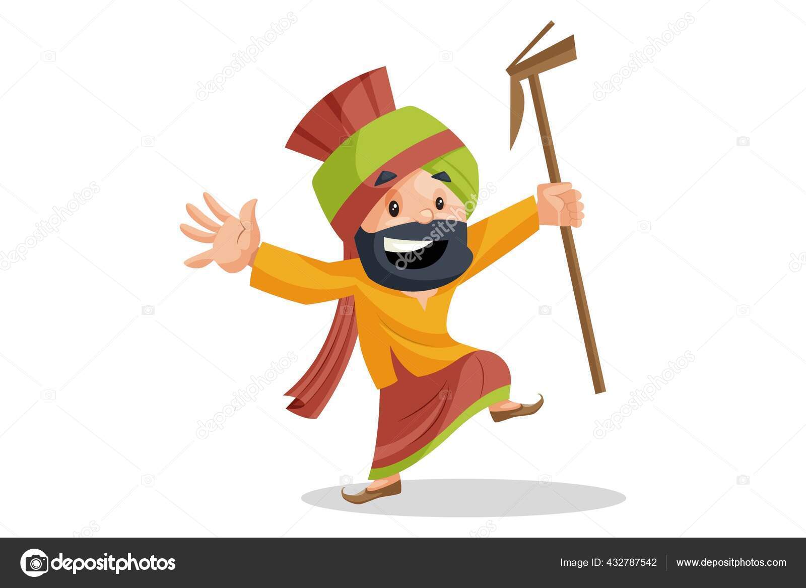 Vector Graphic Illustration Punjabi Man Dancing Individually White  Background Stock Vector Image by ©F1Digitals #432787542