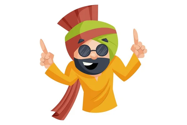 Ilustración Gráfica Vectorial Hombre Punjabi Está Bailando Usando Gafas Individualmente — Vector de stock