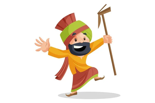 Vector Graphic Illustration Punjabi Man Dancing Individually White Background — Stock Vector