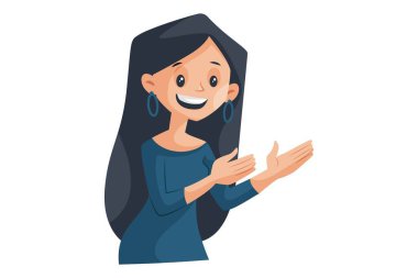 Mutlu kızın vektör grafik çizimi. Tek tek beyaz arkaplanda.