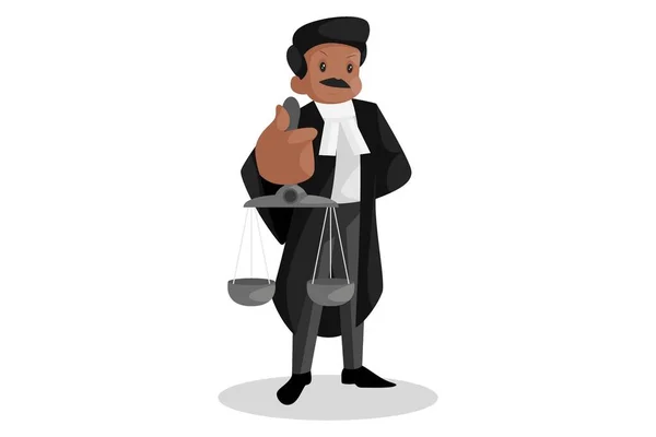 Vektorgrafische Illustration Der Indische Anwalt Hält Die Justizwaage Der Hand — Stockvektor