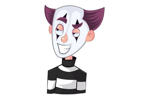 Vector Cartoon Illustration Mime Boy Smiling Isolated White Background — Stock Vector