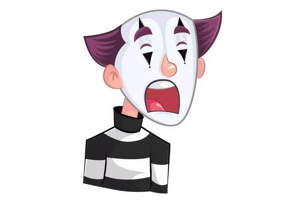 Illustration Vectorielle Dessin Animé Mime Boy Fait Des Grimaces Bizarres — Image vectorielle