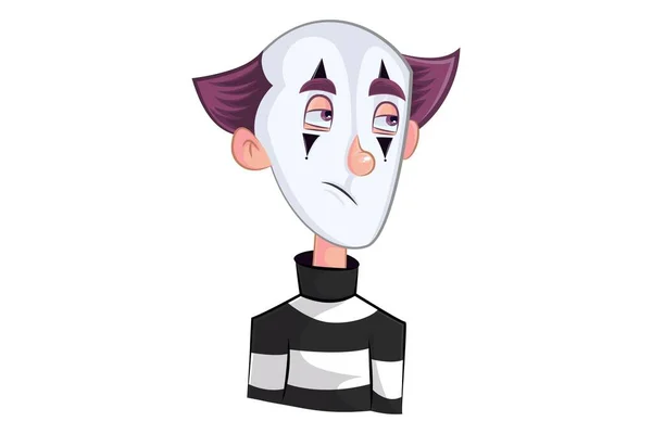 Vector Cartoon Illustration Mime Boy Sad Isolated White Background — Stock Vector