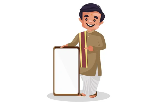 Διανυσματική Γραφική Απεικόνιση Ινδός Βεγγαλέζος Δείχνει Έναν Άδειο Πίνακα Μεμονωμένα — Διανυσματικό Αρχείο